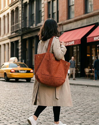 Duża torba z plecionki tapicerskiej Mili Flow - Sienna, Militu
