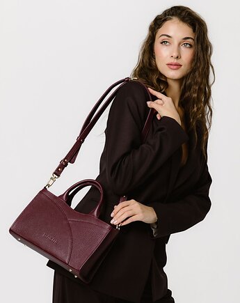 Flow bag - skórzana torebka - bordowa, NASHE