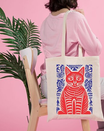 Torba bawełniana Czerwony kot, ART ORGANIC