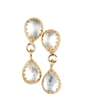 Złote kolczyki Jolie z kryształem górskim, Blooming Stones