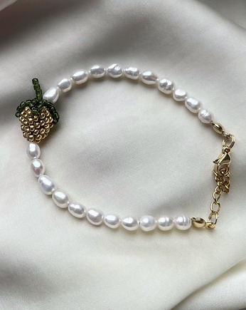 Bransoletka - perle con lampone dorato, LIMONI E FIORI