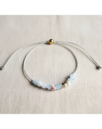 Bransoletka z naturalnymi kamieniami Akwamaryn Agat Kamień Księżycowy, mniej więcej