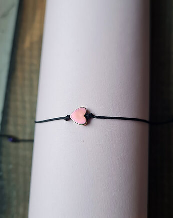 Bransoletka serduszko hematyt sznurek pink, COCONUT