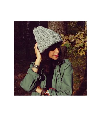 Szara czapka beanie z wełną, Mademoiselle Patrini