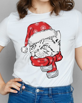 Koszulka organiczna z nadrukiem Christmas Cat, ART ORGANIC