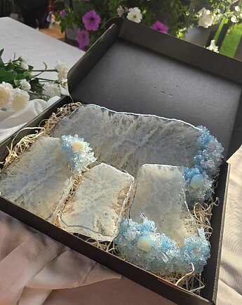 Zestaw Blue Opal, White Resin Design