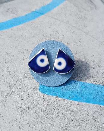 Kolczyki ceramiczne Bolesławiec, biżuteria z talerzy