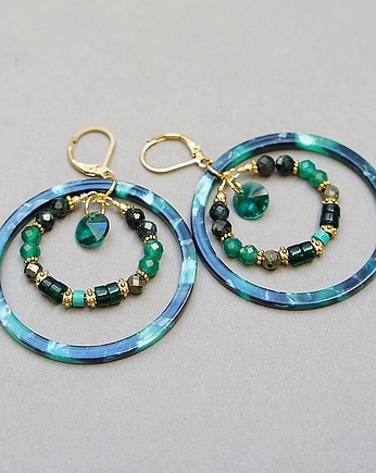 Kolczyki Wianki circle  (green mix), KiKa pracownia