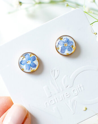 Kolczyki sztyfty z niezapominajkami, nature gift