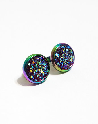 Kolekcja Starlight - kolczyki burgund druzy - stal, mini, yenoo