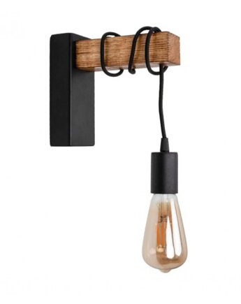 Kinkiet lampa ścienna lampa na ścianę drewniana czarna LED E27, VOLTA LIGHT