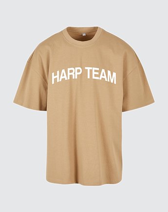 T-shirt BOXY fit super heavy beżowy, HARP TEAM