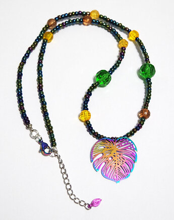 Liść monstera, zielona, żółta - kolekcja Starlight, yenoo