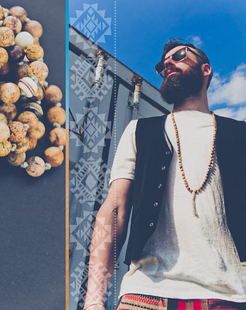 ATACAMA MALA naszyjnik z jaspisu CZASZKA Z KOŚCI, NOMAD ACCESSORIES