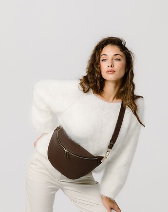 Beani bag maxi - skórzana nerka - brąz czekolada, NASHE