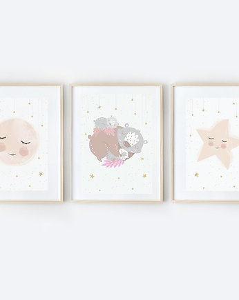 3 ilustracje pudrowy róż A3, Milo Mi