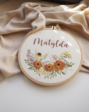 Tamborek z haftem ręcznym - kwiatowy, studioNULA