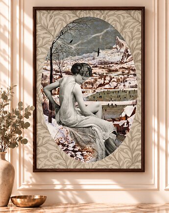 Plakat kolaż Pejzaż z Zimą Fine Art gicl, ma illustories