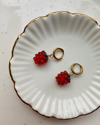 Kolczyki ze szkła i stali chirurgicznej maliny, MaLa Jewellery