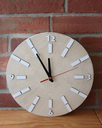 Zegar ścienny - duży rozmiar 35cm - biały, Clock Wood Studio