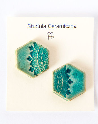 Kolczyki ceramiczne heksagony, studnia ceramiczna