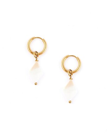 Kolczyki Boho z masy perłowej Pozłacana stal szlachetna, Kulka Bransoletki