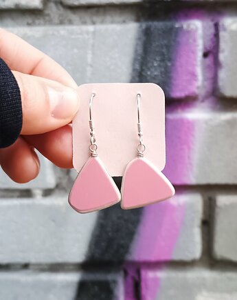 Kolczyki ceramiczne różowe, biżuteria z talerzy