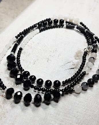 Czarno-biały długi sznur korali kors2, JanArt