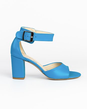 SANDAŁKI NA SŁUPKU - SKÓRA NATURALNA - MODEL 348 - LAZUROWY LICO, Zapato