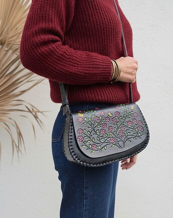 Torebka skórzana ręcznie robiona Elisa Czarna, SempreArte