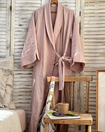 Długie lniane kimono, Nature Bed