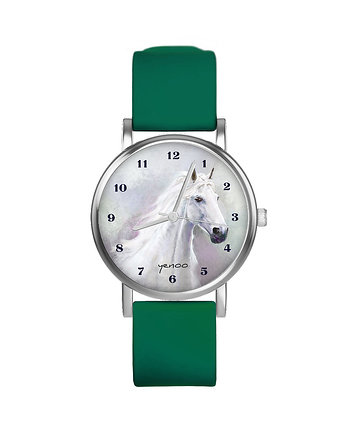 Zegarek  mały - Biały koń - silikonowy, zielony, OKAZJE - Prezenty na 18 dla chłopaka
