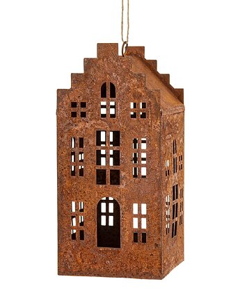 Dekoracja - domek metalowy rdzawy  18,5x8x8,5 cm RUGGINE, MIA home