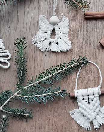 Boho dekoracje na choinkę, makrama anioł, soolley