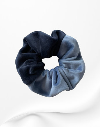 Gumka frotka scrunchie welurowa jeansowo-granatowa, Zdunetti