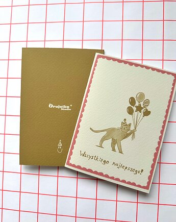 Kartka urodzinowa KOT, Orajutku Studio