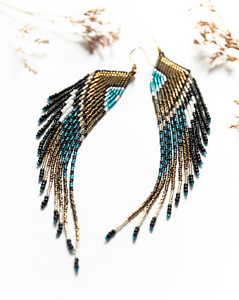 Kolczyki z koralików skrzydła sójki, Tauriel Design