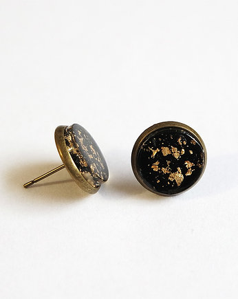 Kolczyki - Żywica czarno-złote - małe, brąz, yenoo