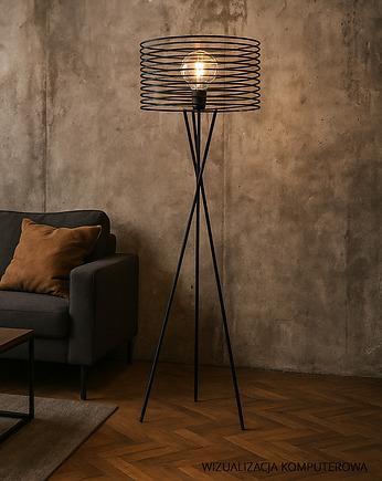 Czarna loftowa lampa podłogowa do salonu LIXA LOFT w kolorze czarnym, lampy loftowe LYSNE LOFT