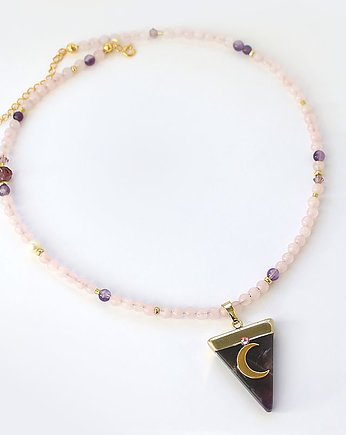 Ametyst kwarc różowy choker, KEIT