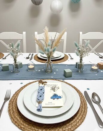 Podziękowania na baby shower, breoloczek makrama niebieski, Zaplątana W Sznurki