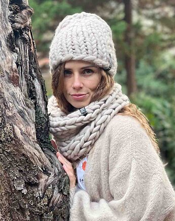 Zestaw 100% MERINO CZAPKA i komin, PANAPUFA