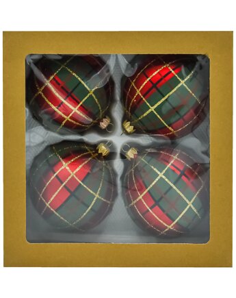 Bombka choinkowa: Okrągłe Bombki Szkocka Krata: zestaw, Syn Bombkarza