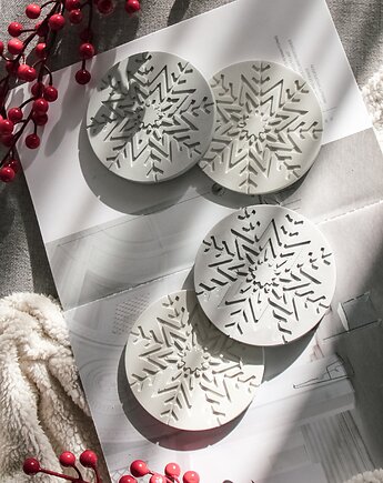 Świąteczna minimalistyczna podstawka Śnieżynka z betonu - snowflake, NOOA