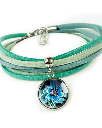 Blue flower botaniczna bransoletka z rzemieniami, muamua design