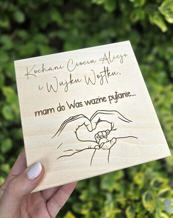 Prośba o zostanie Chrzestnym, Chrzestną- drewniane pudełko ze zdjęciem, Wendy C&G
