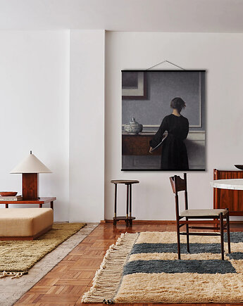 Duży obraz na płótnie - Wnętrze z kobietą od tyłu.- Vilhelm Hammershoi, Dekoracje PATKA Patrycja Kita