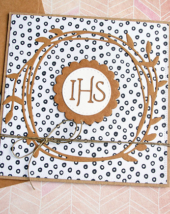 Kartka komunijna : biało-czarne kółka II, kaktusia