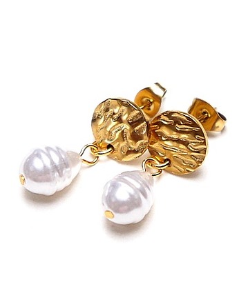 Kolczyki pozłacane Pearls /white/ perły vol. 16  , KiKa pracownia