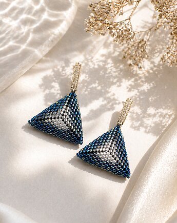 Kolczyki z koralików geometryczne z połyskiem, Pracownia Deco